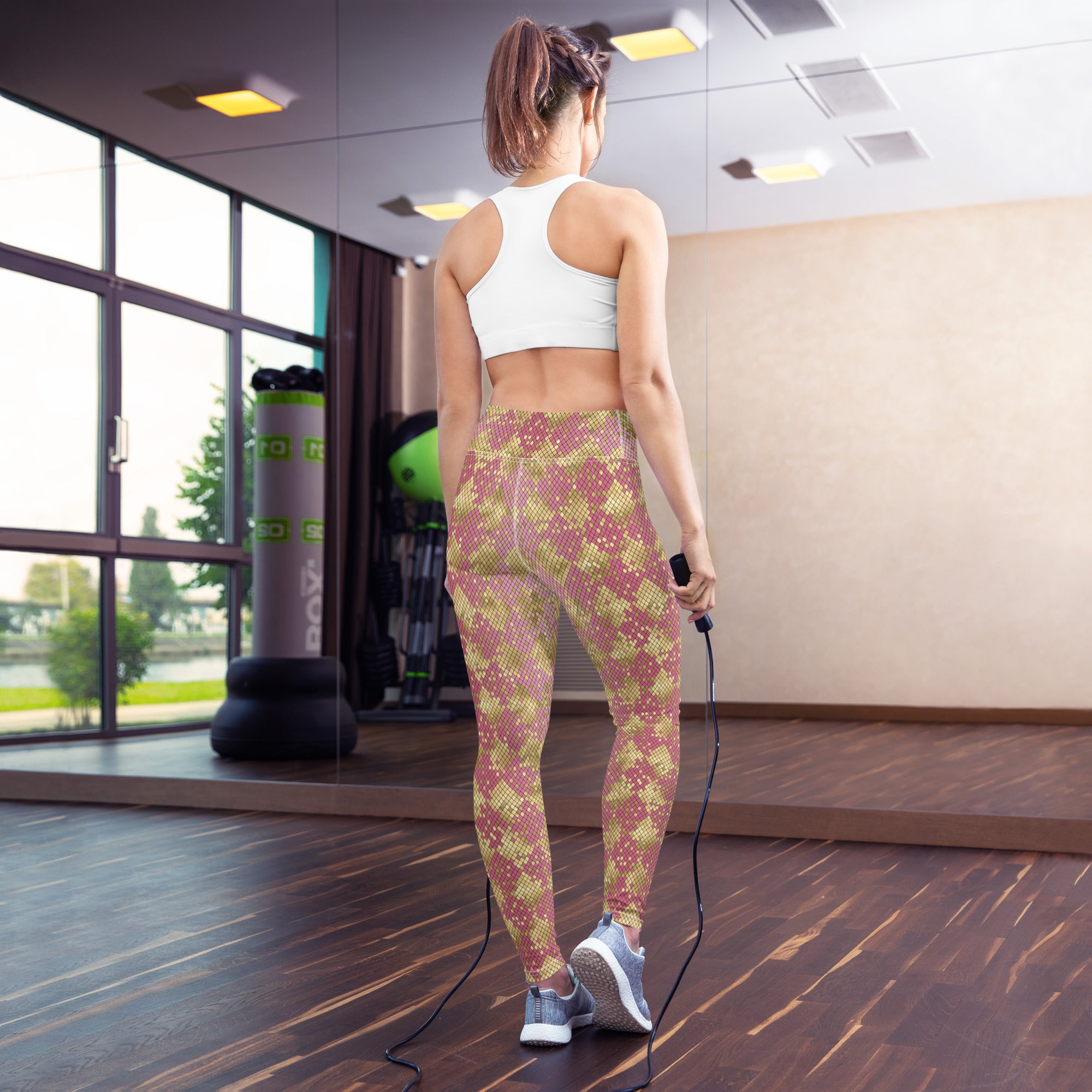 Yoga Leggings Snake Print Gold and Pink