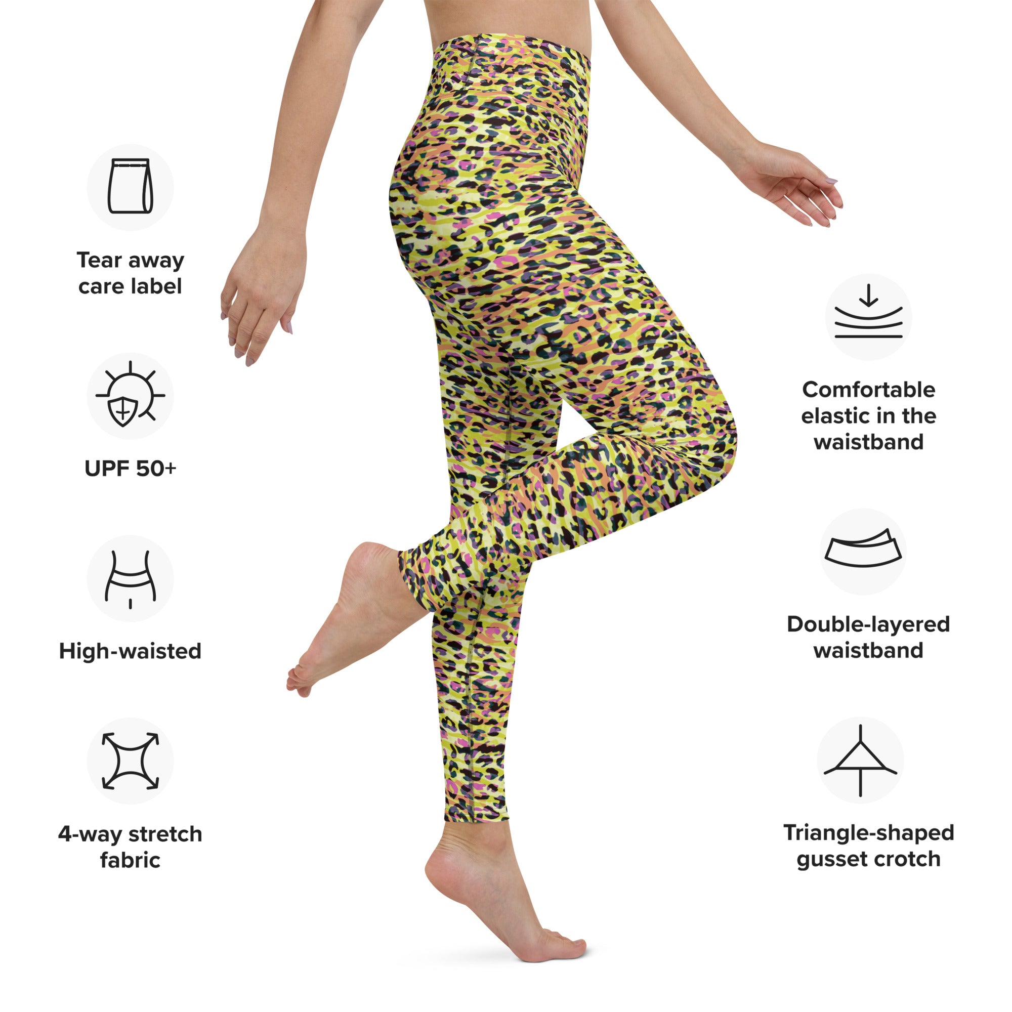 Yoga Leggings Zebra and Leopard Print Yellow with Orange