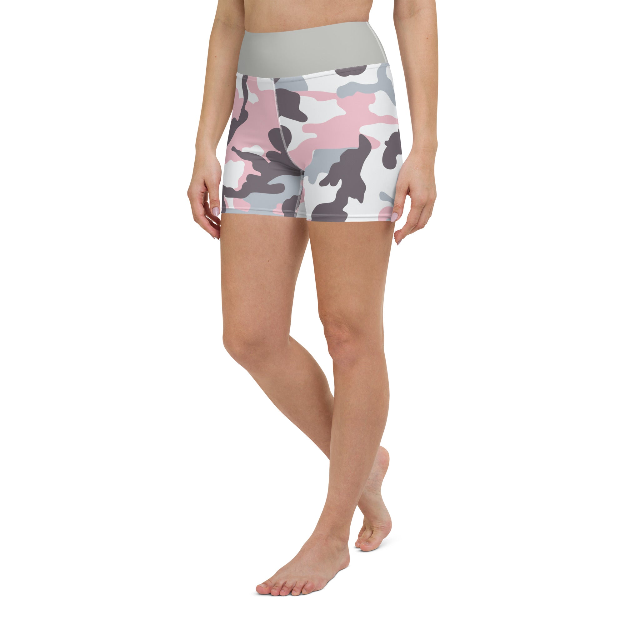 Yoga Shorts Camo Pink and Grey
