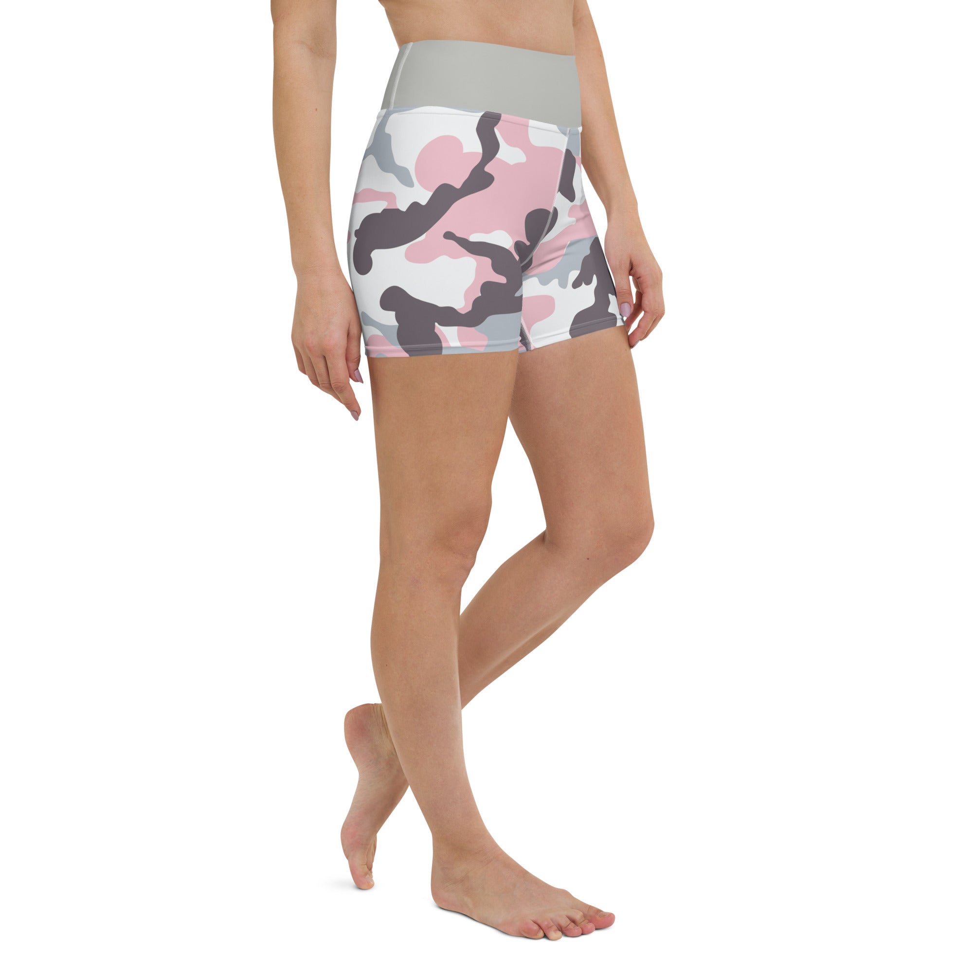 Yoga Shorts Camo Pink and Grey