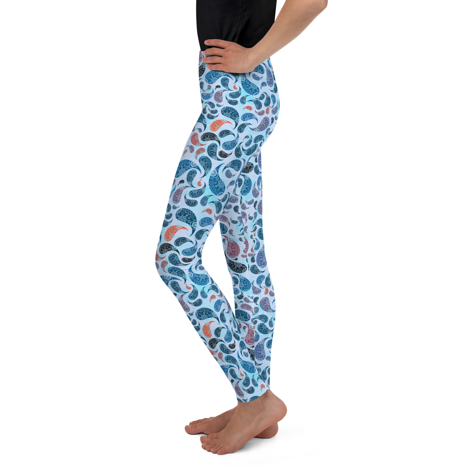 Youth Leggings Paisley Blue
