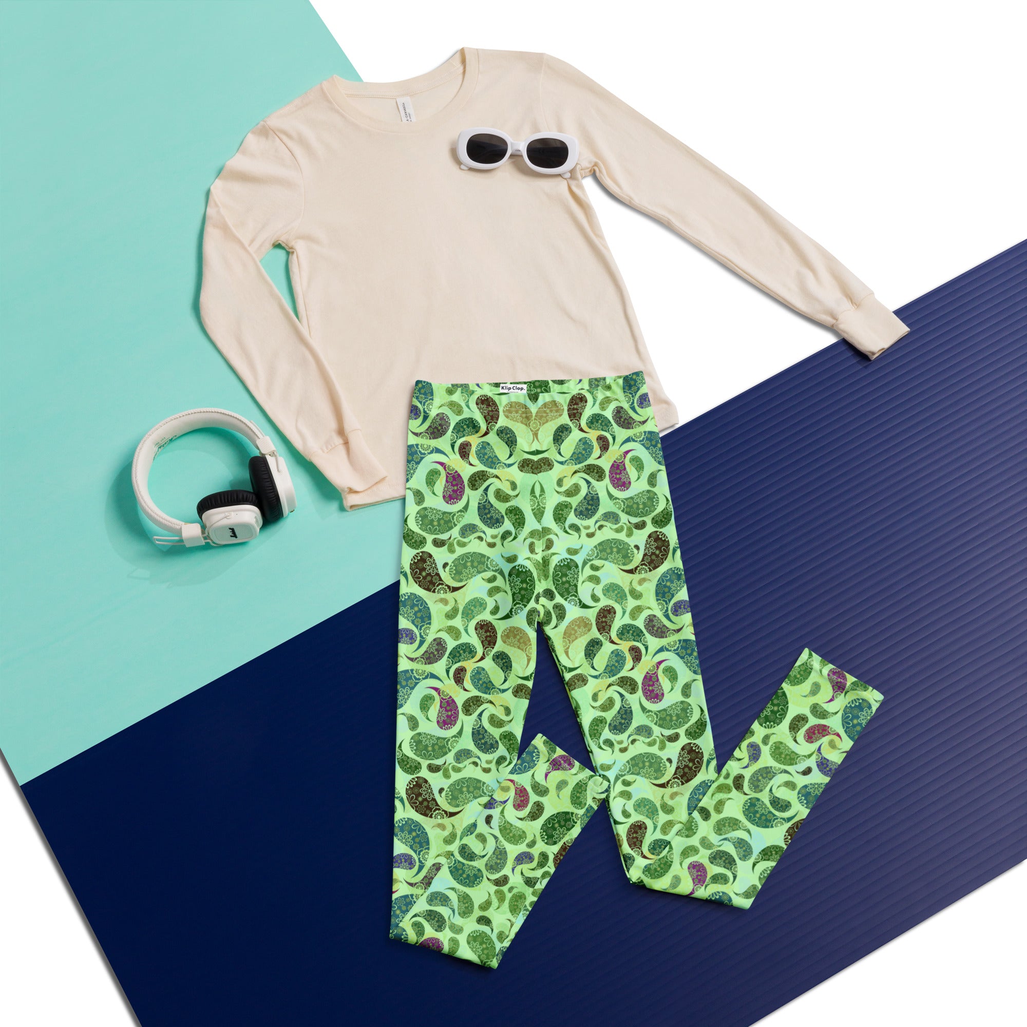 Youth Leggings Paisley green