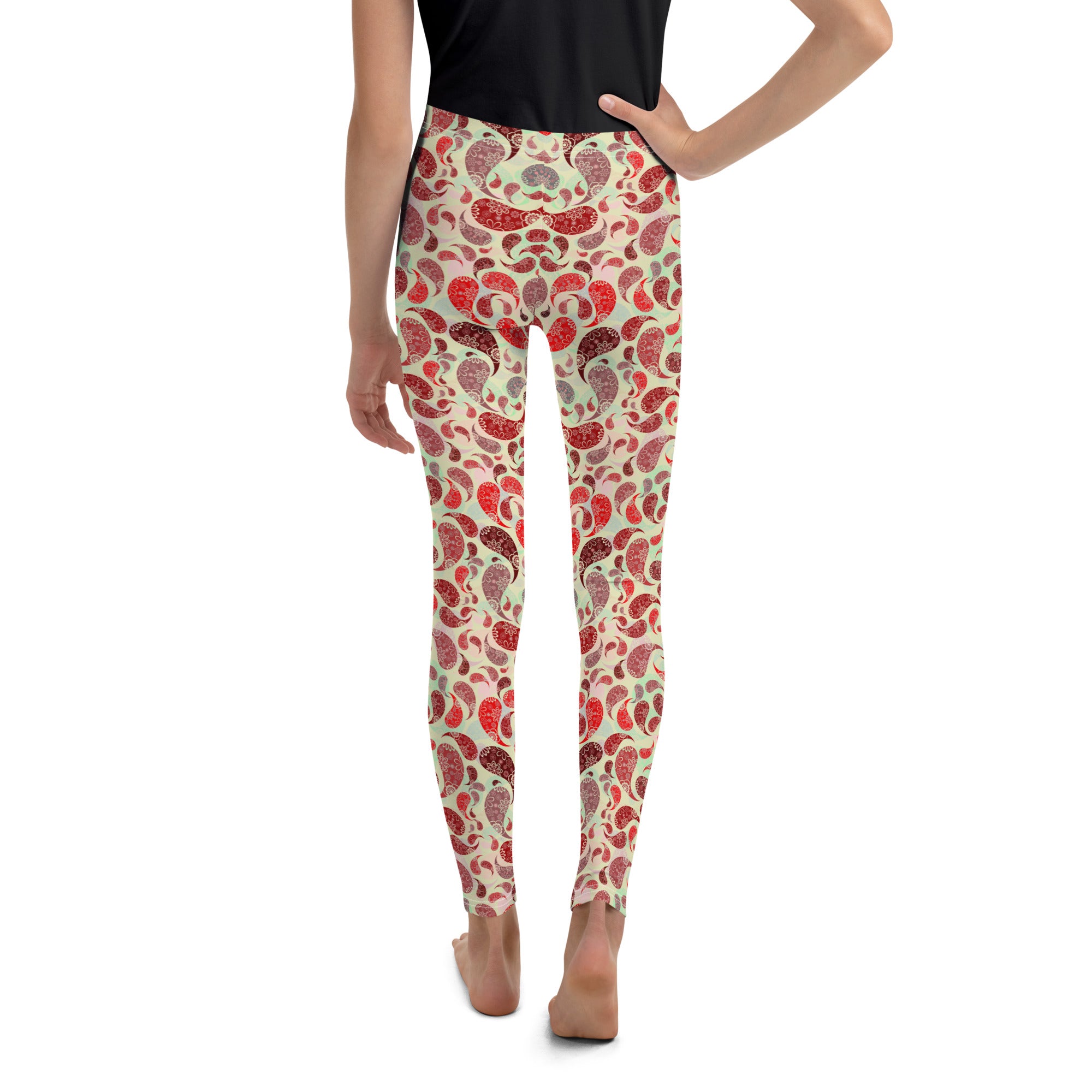 Youth Leggings Paisley Red
