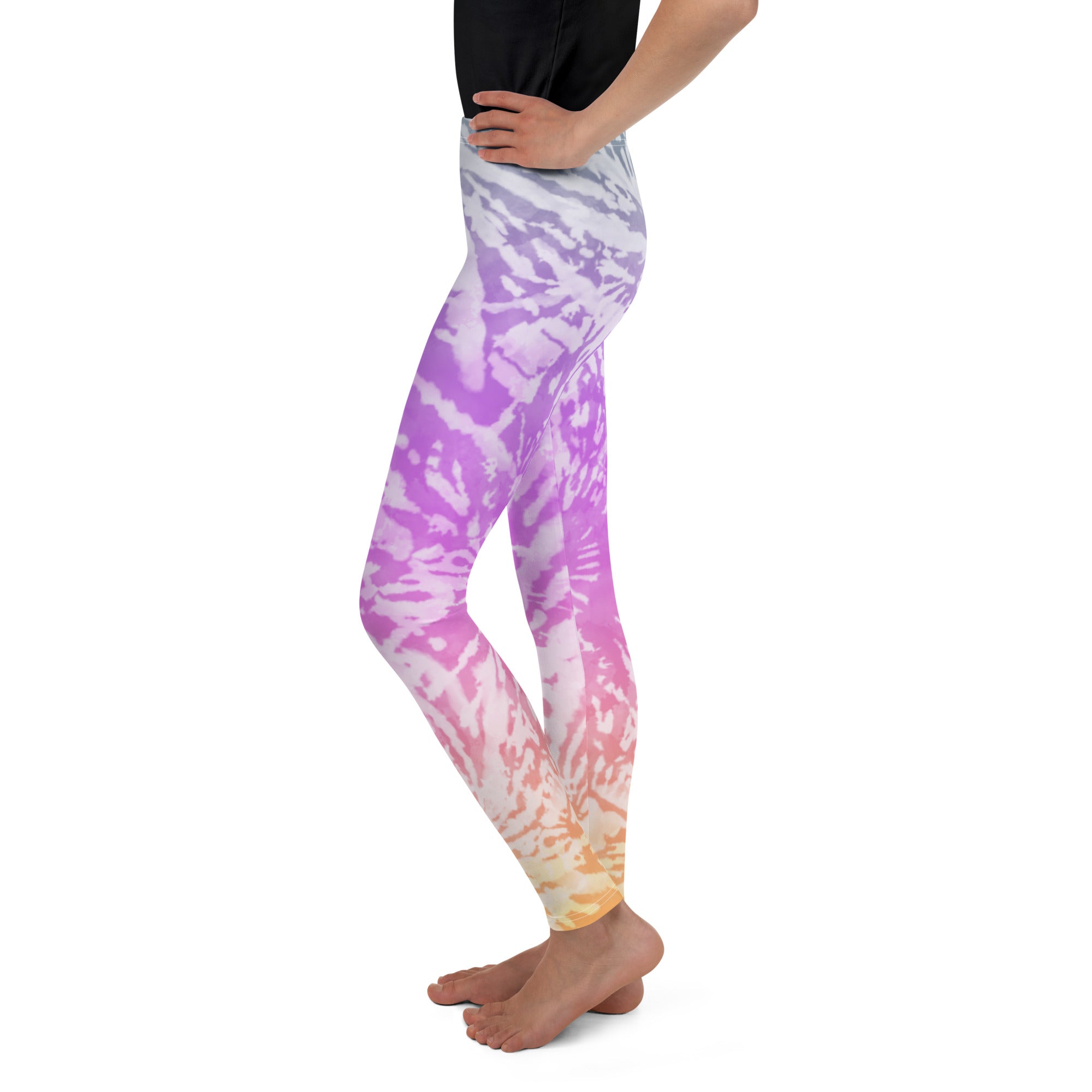 Youth Leggings TIE DYE PURPLE SPIRALS