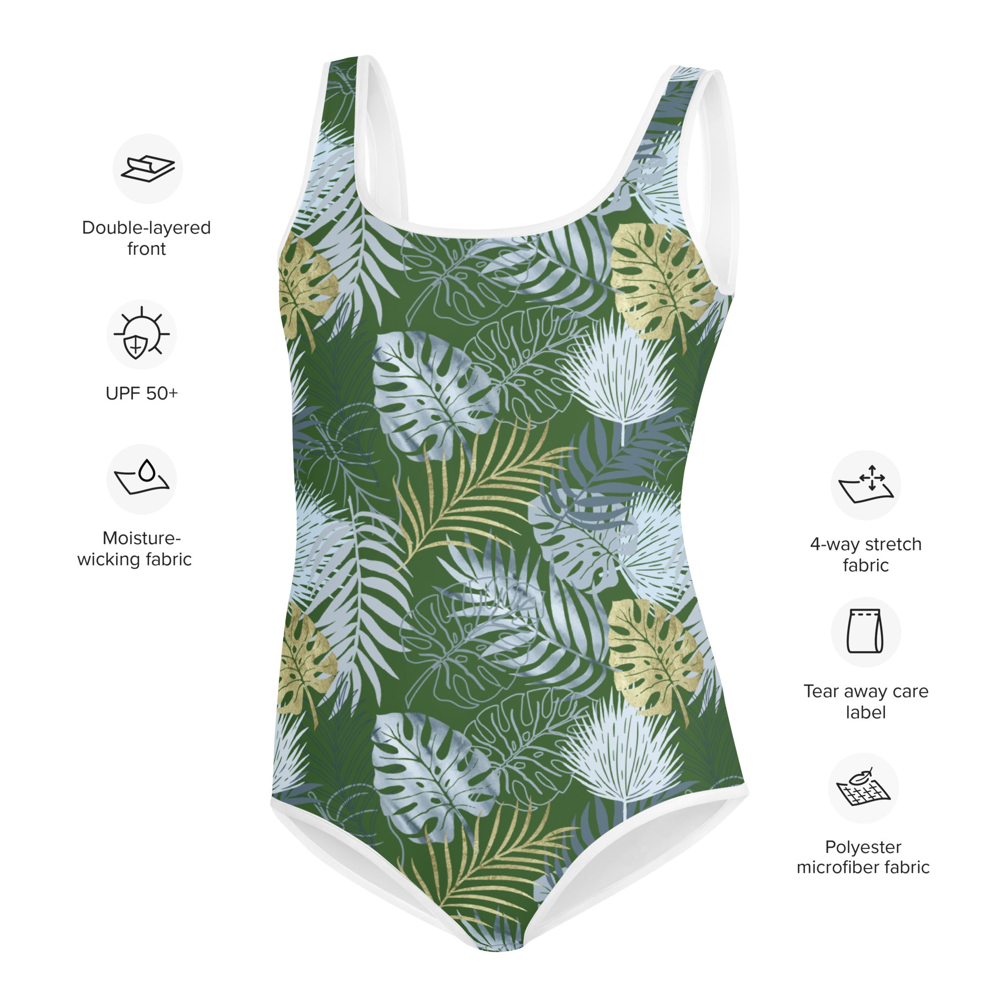 Youth Swimsuit TROPICAL Green