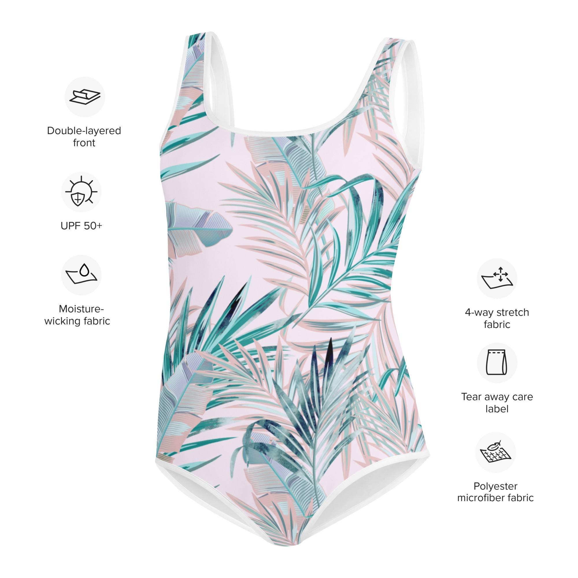 Youth Swimsuit TROPICAL PALM Leafs